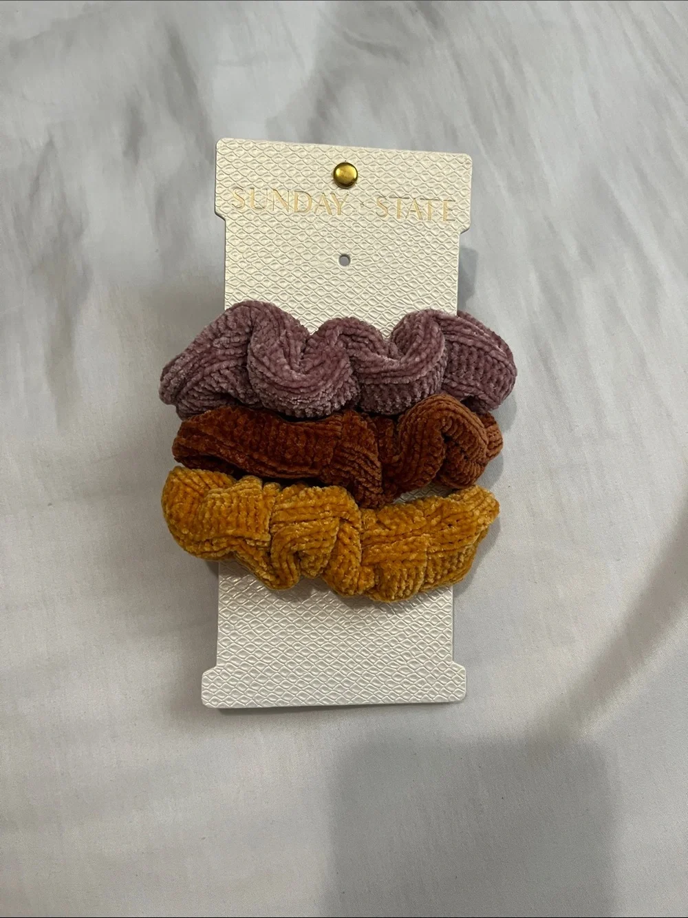 Sunday State Velvet Scrunchie Set - Mauve, Rust Orange, Mustard